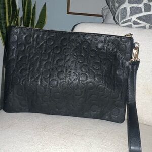 Calvin Klein Black Embossed Wristlet